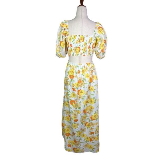 Faithfull the brand dress women’s size 4 Loucetta white yellow orange floral new - Picture 3 of 14